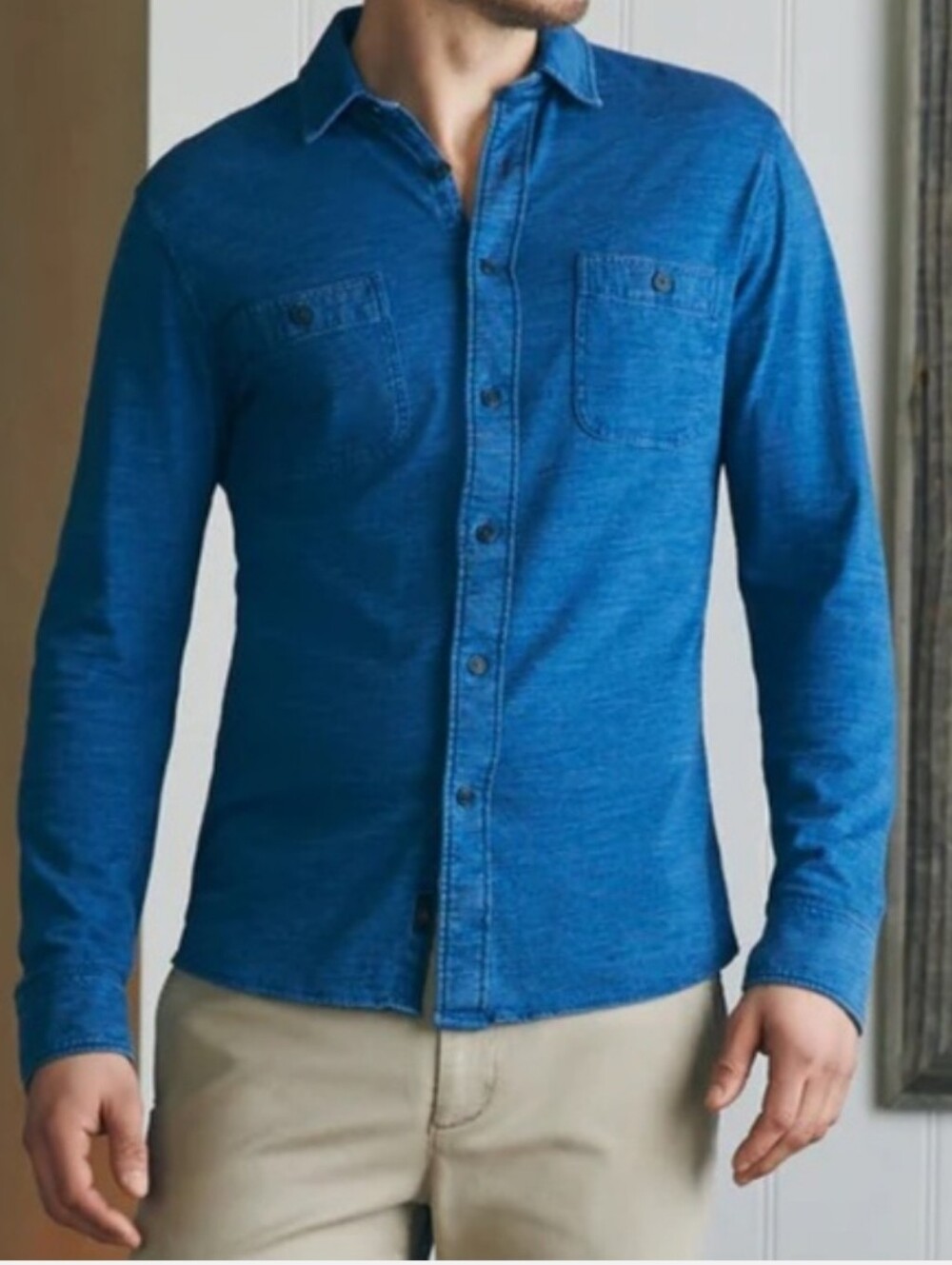 Faherty Sunwashed Knit Button Down Shirt Size Medium